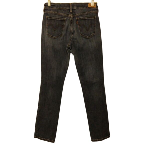 Levi's straight leg jeans womens 4M 27x32 blue denim dark wash stretch - Picture 2 of 11